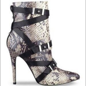 Guess Python Snakeskin Print Strap Ankle Booties